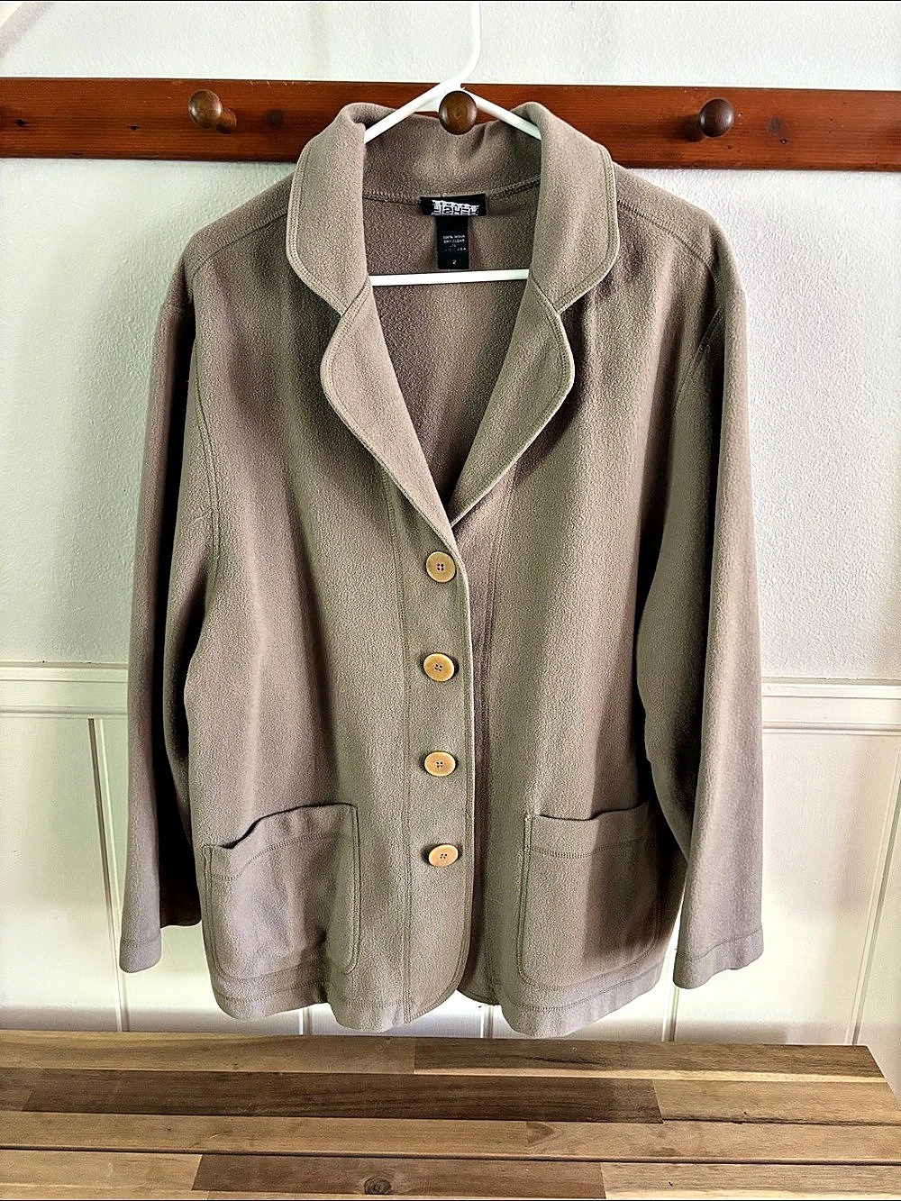 Eileen Fisher Boiled Wool Button-Front Jacket Blazer in Gray Size 2